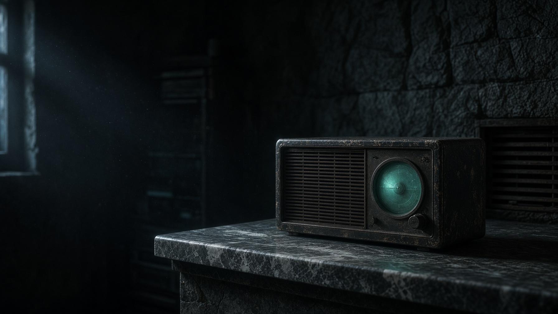 A quiet radio room — the signal in the dark.